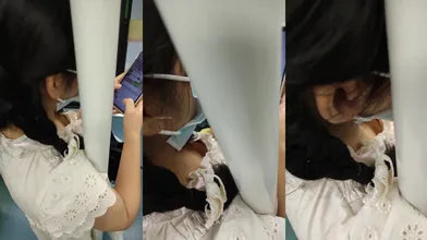 【高抄奶子】广东地铁近距离高抄大奶子飞机场 走光露点 (4)