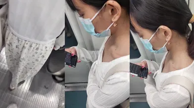 【高抄奶子】广东地铁近距离高抄大奶子飞机场 走光露点 (6)