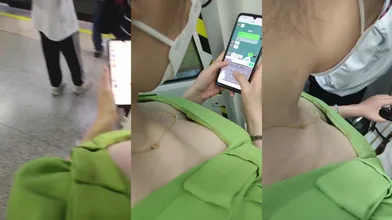 【高抄奶子】广东地铁近距离高抄大奶子飞机场 走光露点2 (19)
