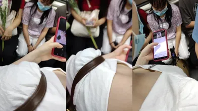 【高抄奶子】广东地铁近距离高抄大奶子飞机场 走光露点2 (8)