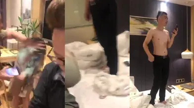 A9604【捉奸在床】经典推荐❤记录那些抓小三搞破鞋当场被捉奸暴打扒衣精彩集锦60V (9)