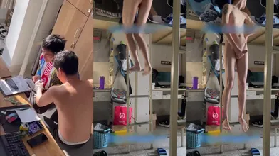 直男吹牛自己时间超久,室友不信就给他撸,最后小哥被撸的都受不了了