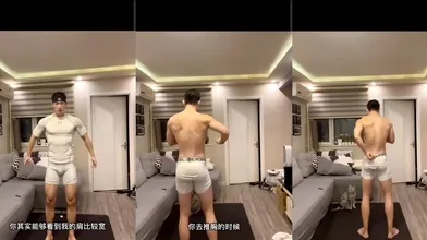 羽锡讲解健身秀身材,慢慢脱光粗口撸射(上)
