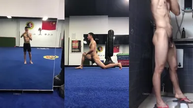 肌肉痞帅男,裸体健身煅练