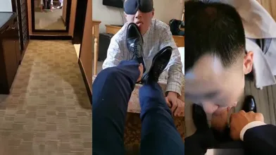 调教正装大叔骚狗合集,舔脚,粗口,原味,吞精,平时一副直男爷们样,私下被玩时贱样百出