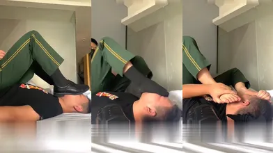 武警大大皮鞋黑袜玩奴