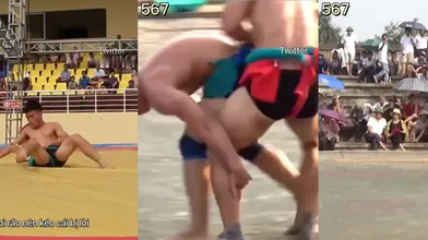 摔跤比赛抓拍走光合集