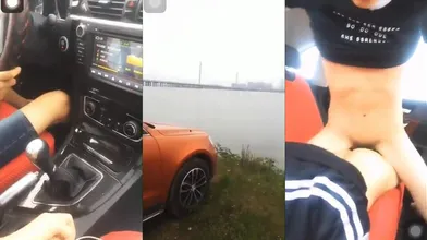 农村小河旁,车里摸直男兄弟鸡巴,被摸硬了,被直男兄弟无套猛草,射了好多！