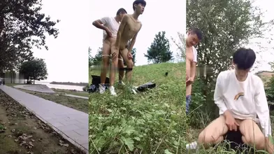 山东网红野裸偶遇大鸡被狂干,有人来了,快点走