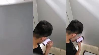 黑衣帅哥厕所飞机
