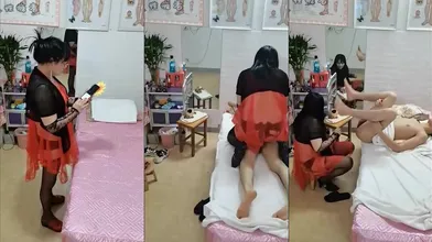 伪娘高价勾引直男小帅哥,先是口爆射精一次,按摩安抚再弄硬后入操菊