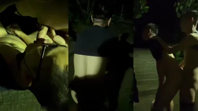 新人求关注 深夜和眼镜直男帅哥马路边野战 超刺激 被操的好爽