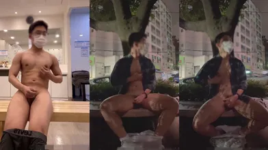 喜欢在各种场合打飞机的帅哥,这次是在夜晚的街边,衣服脱了又穿,但是飞机从来没停