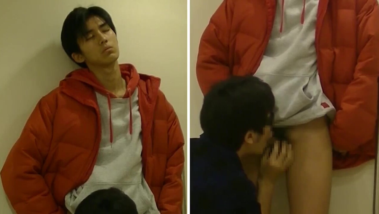 推荐厕所篇【俊俏好男孩】厕所被男人口爆,高个子巨根学生,喷射精液