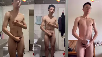 斯文大学生眼镜男撸屌喷精