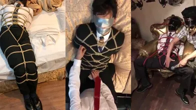 《推荐》正装白领帅哥被捆绑后疯狂挣扎结果被主人录下