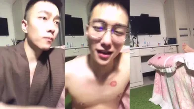 【粉丝福利】直男眼镜小帅胸口上还有个香吻,飞机射出