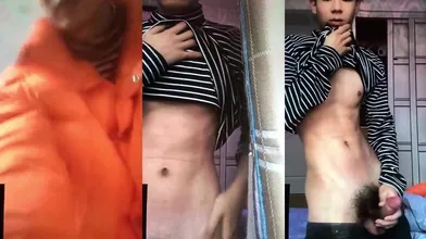 黑白条纹小帅哥放假无聊展示傲人大屌,长得帅,身材好