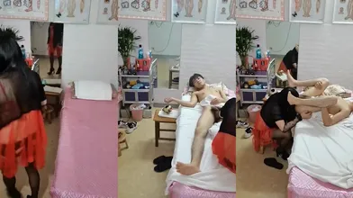 直男帅哥被伪娘勾引,全程有对话,借着按摩进行不正当交易,怕被发现是男的说来姨妈了,只给操屁眼