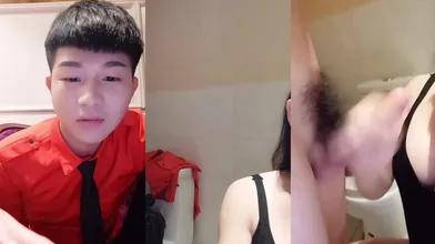 男模场玩耍红衣少年