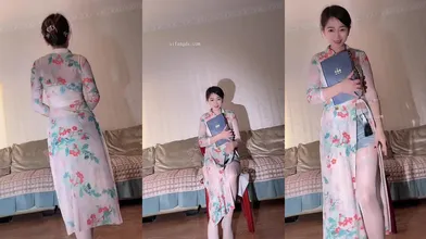 2025年5月最新【快手泄密】吉林小少妇身材高挑175【紫薇姐姐】，旗袍美女，大长腿又白又直，粉穴特写直接喷鼻血14